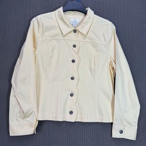 Christopher & Banks Jacket Womens XL Yellow Stretch Cotton Blend Button Up